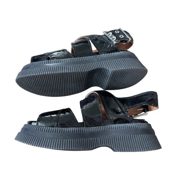 GANNI Chunky Patent Leather Sandals - Picture 6 of 9